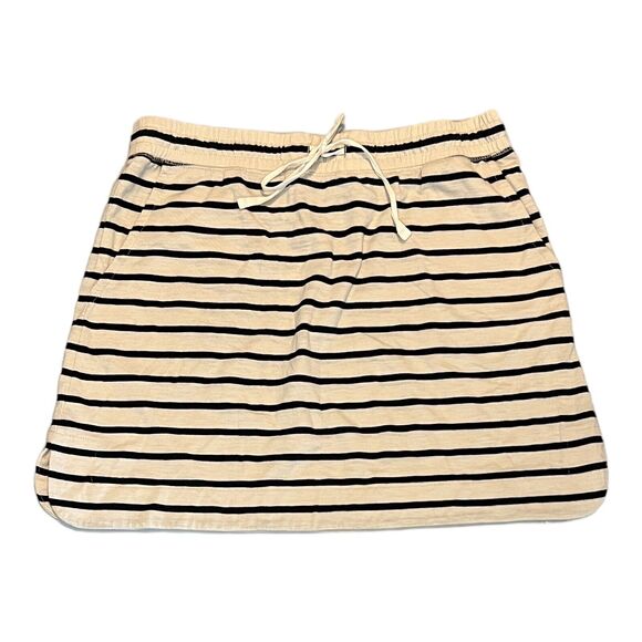 Ann Taylor LOFT Navy Blue White Striped Terry Cloth Lounge Stretch Skirt Small - Picture 2 of 5